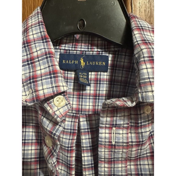 Polo Ralph Lauren Button Down Long Sleeve Shirt Boys XL Pink Blue White Plaid - Picture 3 of 4